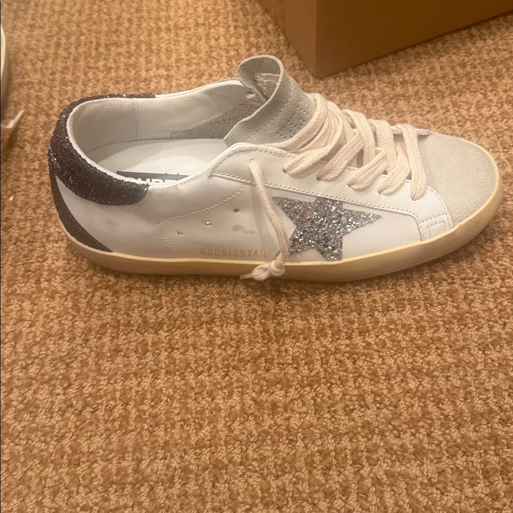 New Golden Goose Superstar silver glitter star & copper glitter heel tab Sz 37